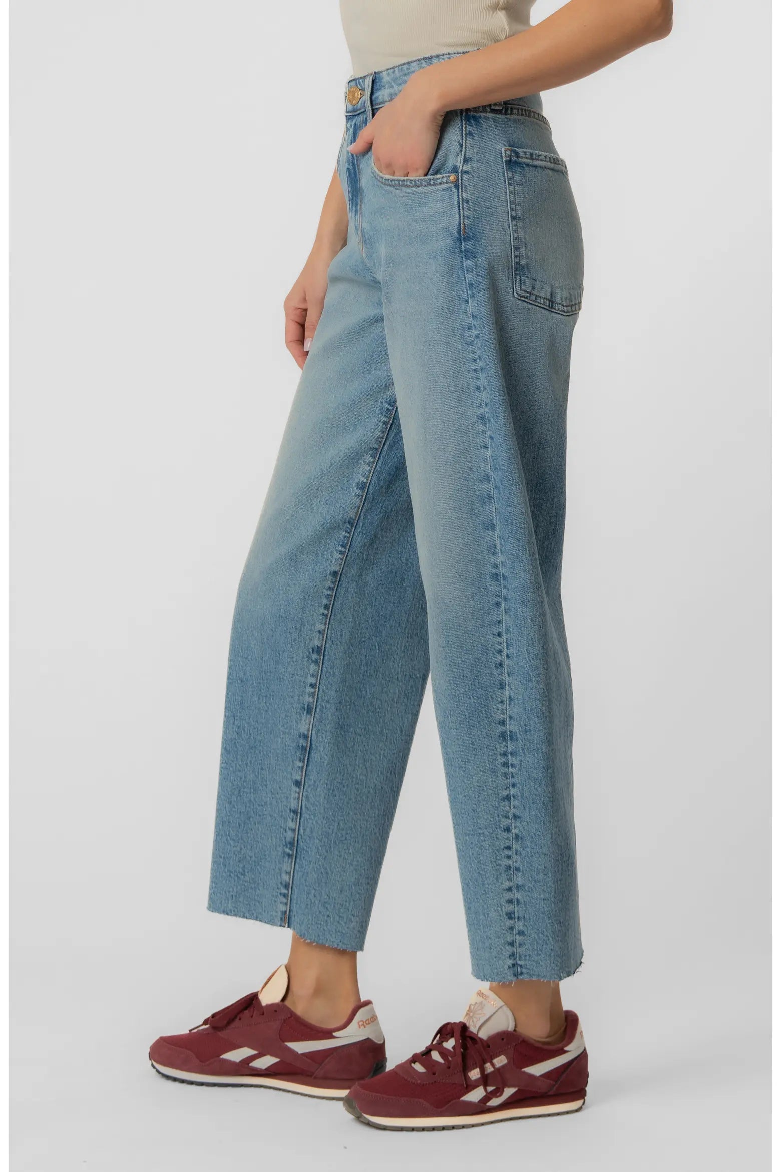 Gwen High Rise Wide Leg Slouchy Raw Hem - Answering