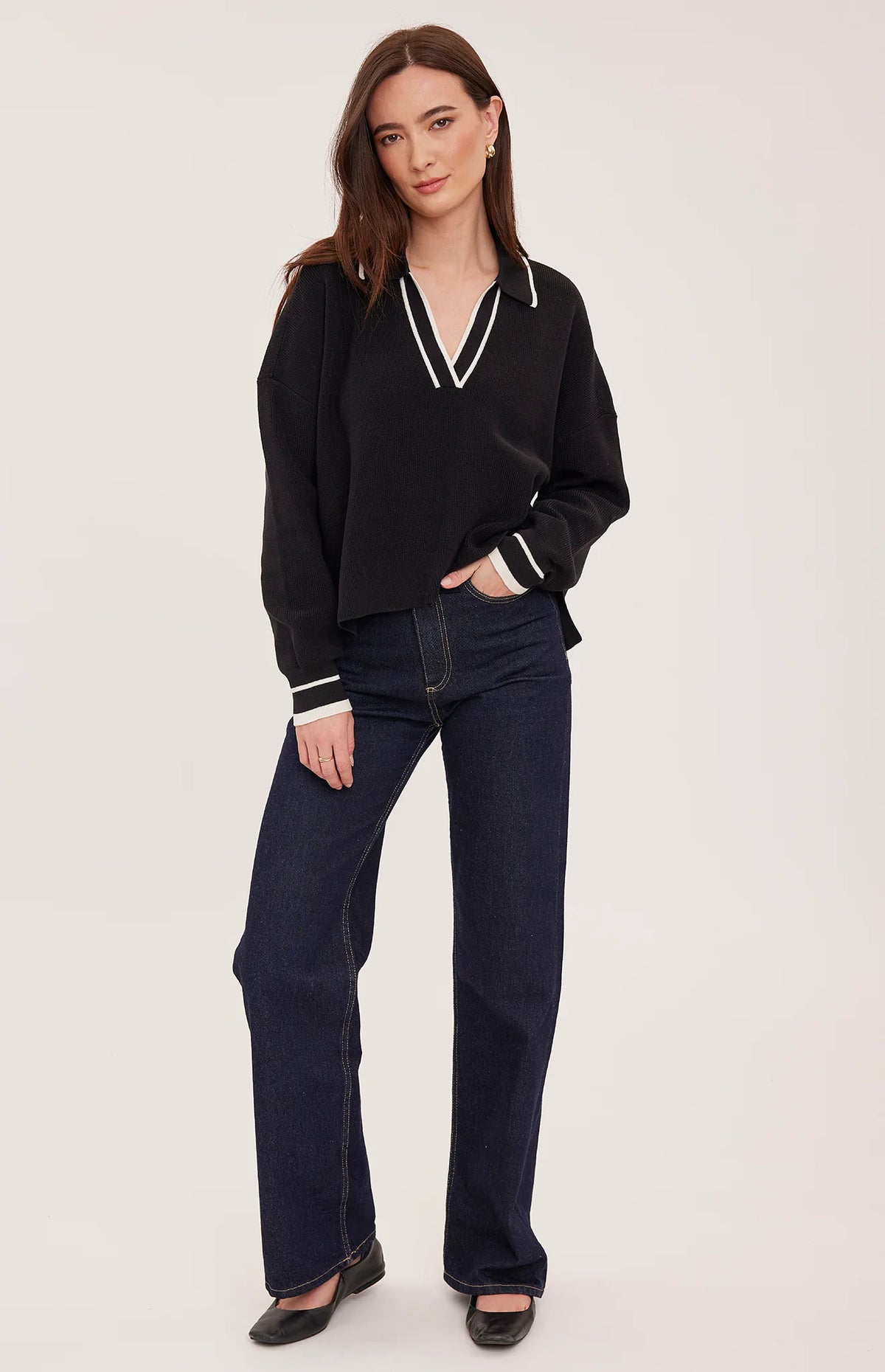 Tristan V-Neck Sweater - Black