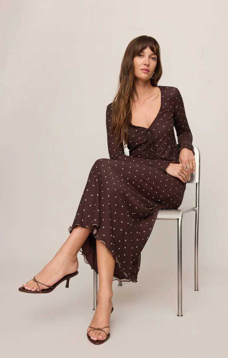 Eda Polka Dot Mesh Skirt - Dark Chocolate