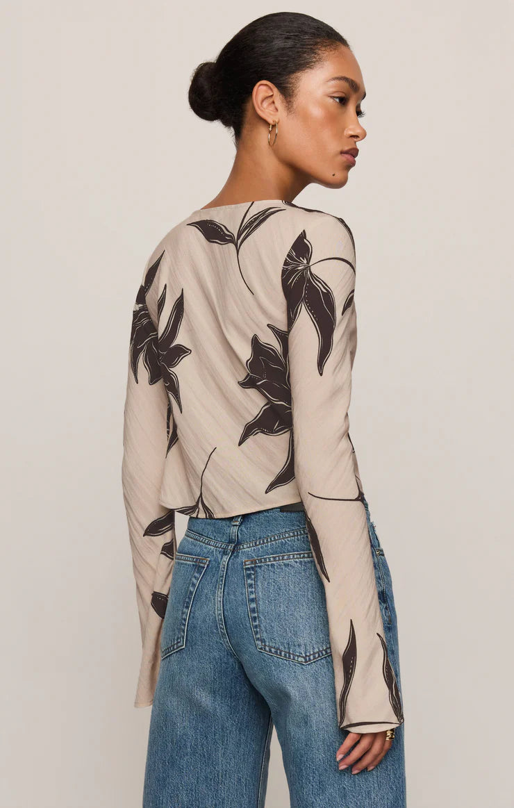 Nia Clem Floral Top - Soft Ecru