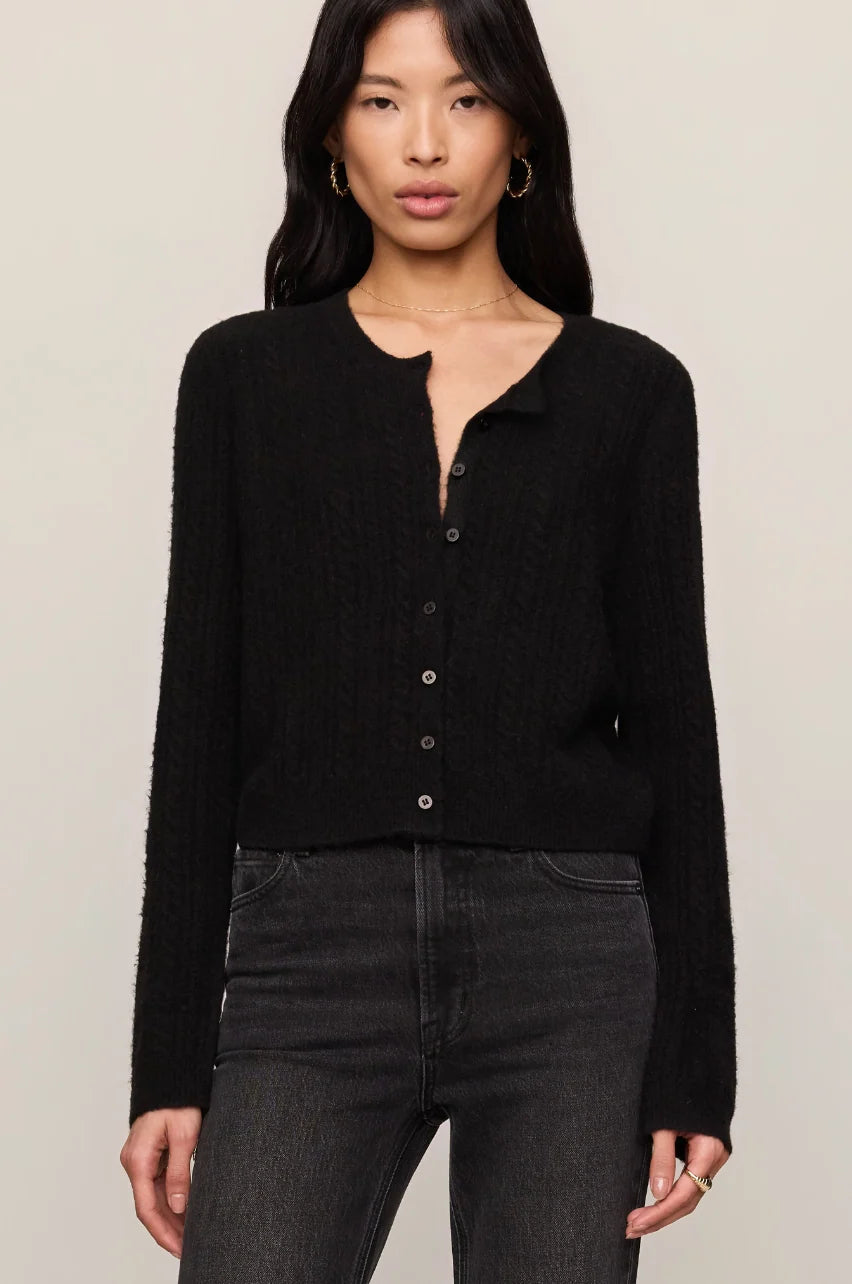 Medina Pointelle Cardigan - Black