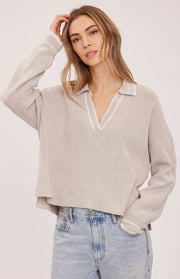 Tristan V-Neck Sweater - Heather Latte