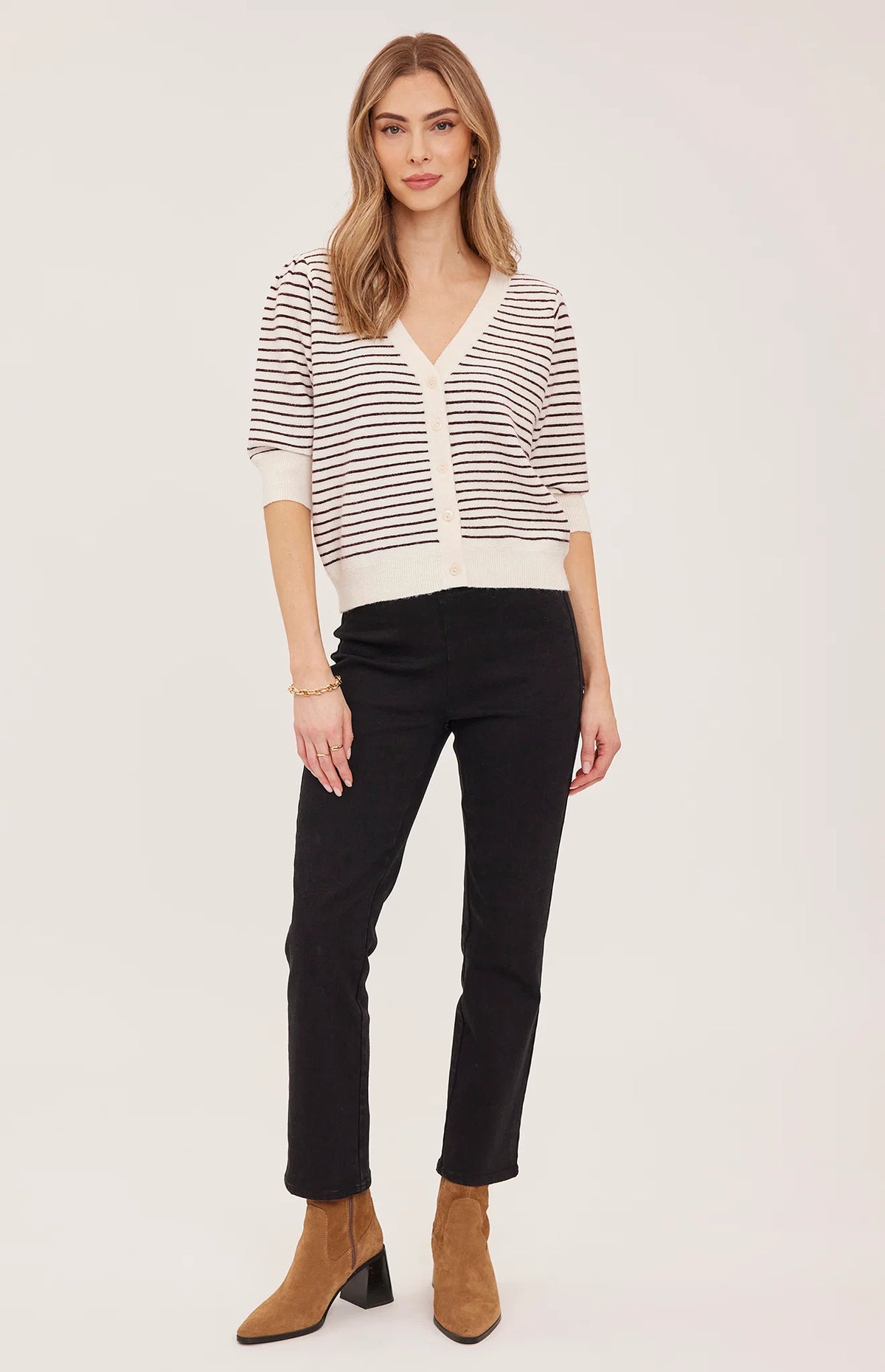 Hildi Knit Top - Fig Stripe