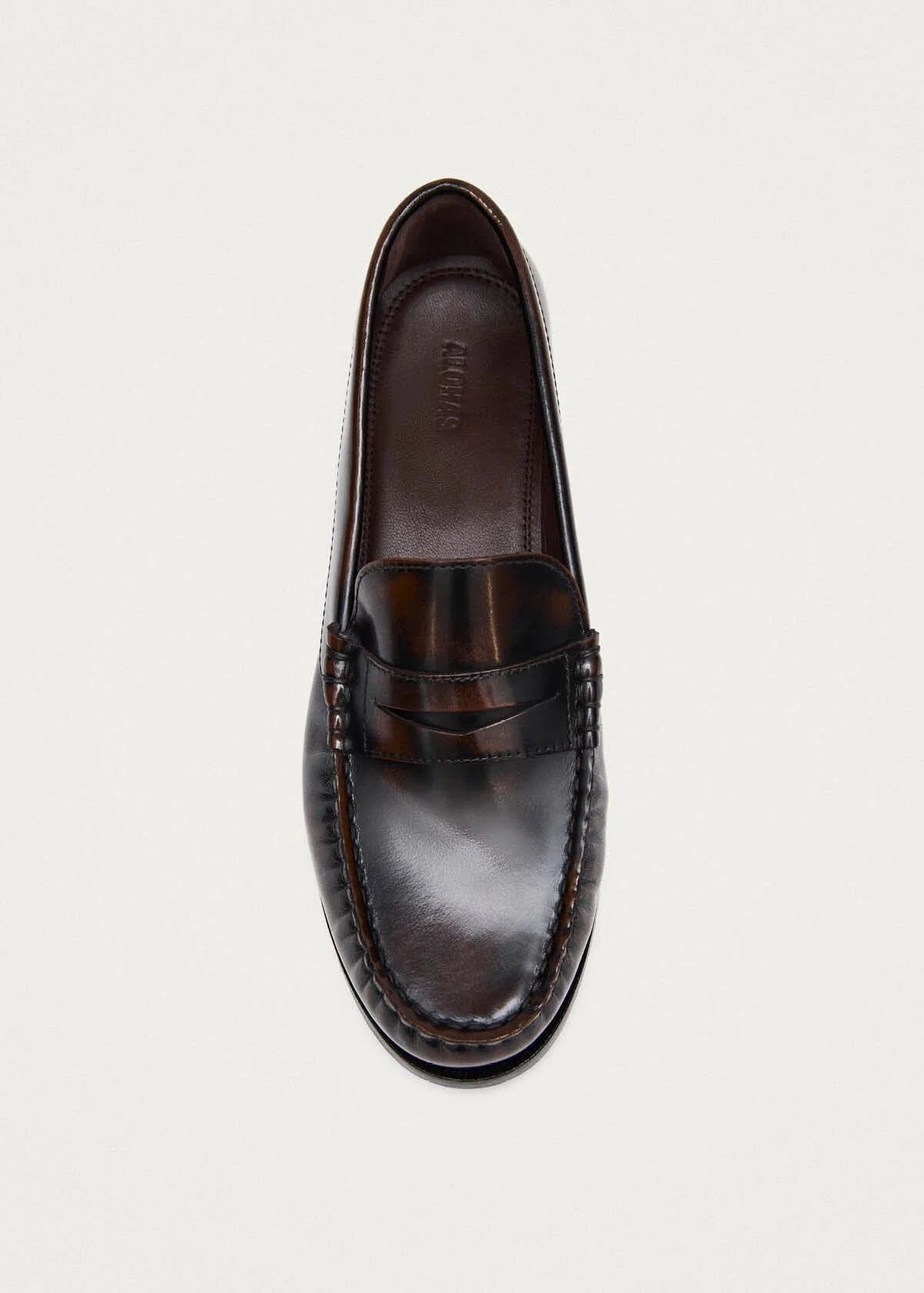 Rivet Vintage Leather Loafers - Brushed Coffee Brown