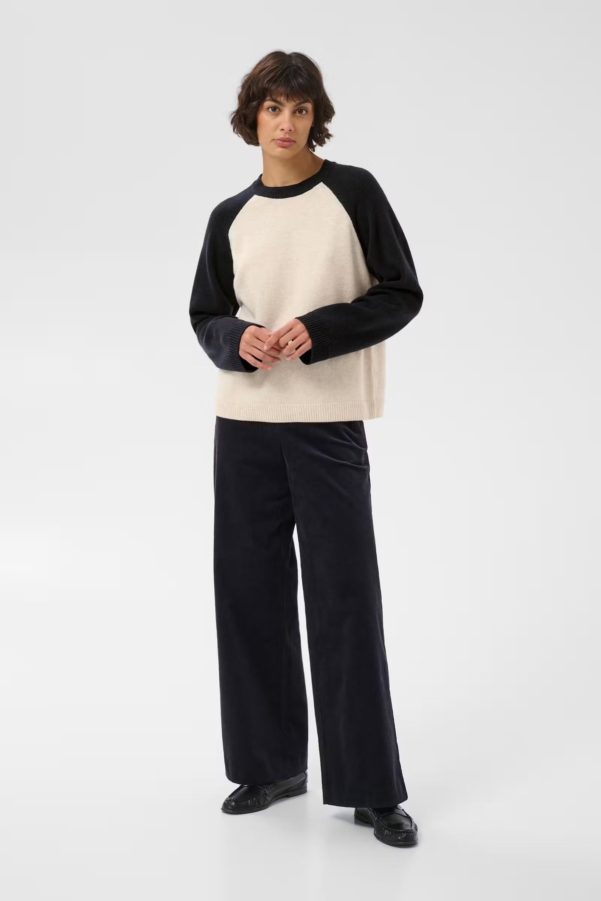 Cleo Pullover - Oatmeal & Navy Combo