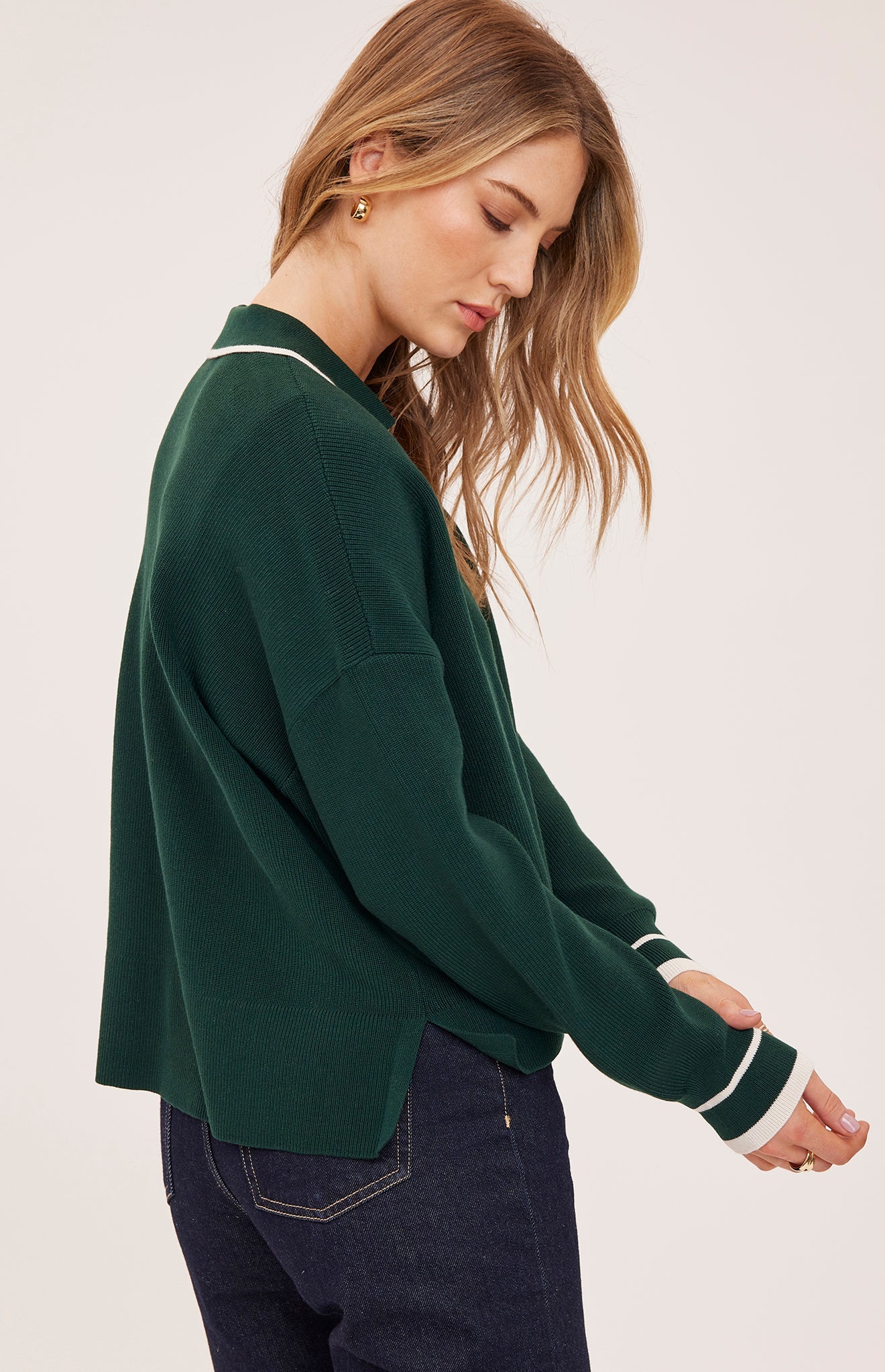 Tristan V-Neck Sweater - Evergreen