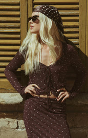Amara Polka Dot Mesh Top - Dark Chocolate