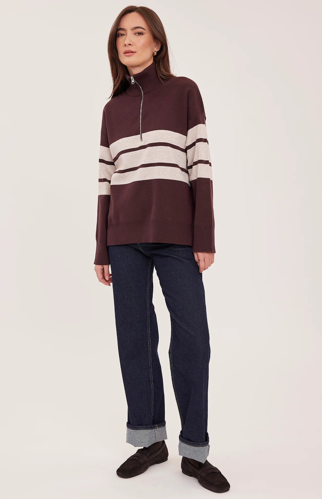 Idris Striped Sweater - Fig