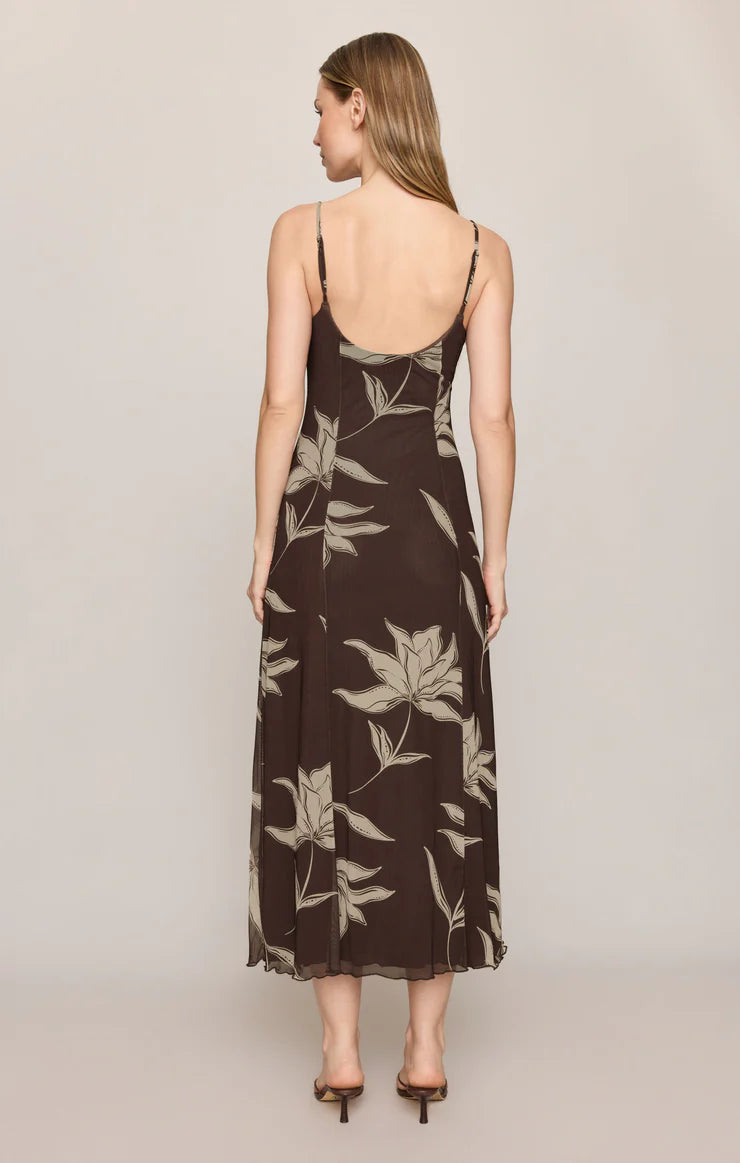 Charisma Floral Midi Dress - Dark Chocolate