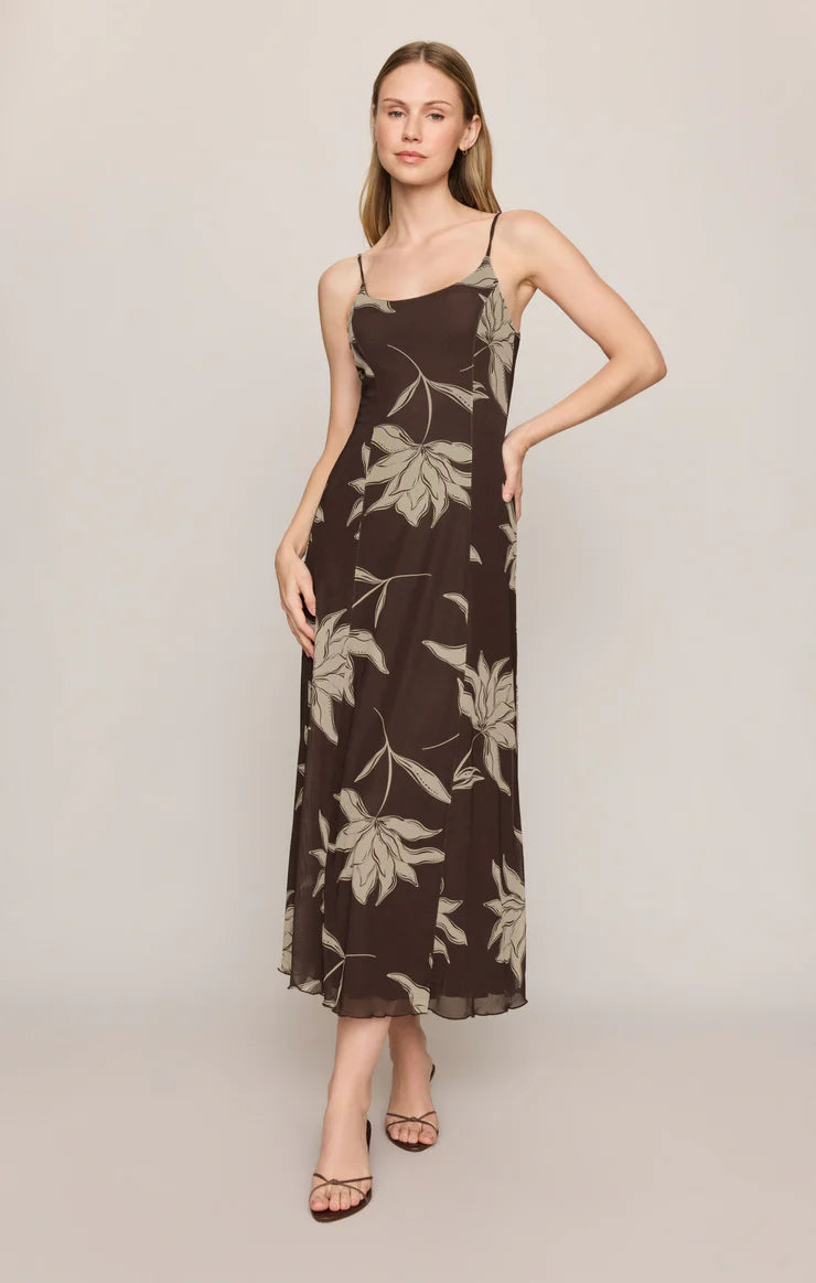 Charisma Floral Midi Dress - Dark Chocolate