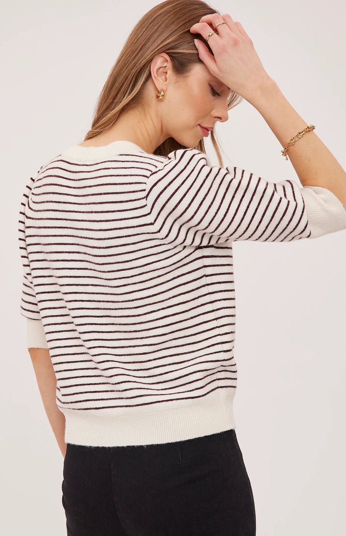 Hildi Knit Top - Fig Stripe