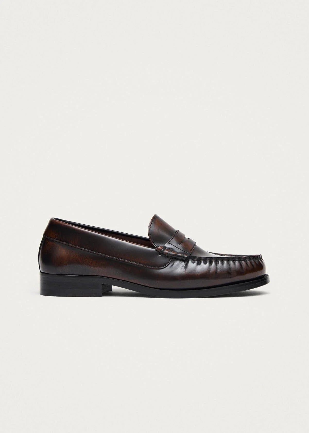 Rivet Vintage Leather Loafers - Brushed Coffee Brown