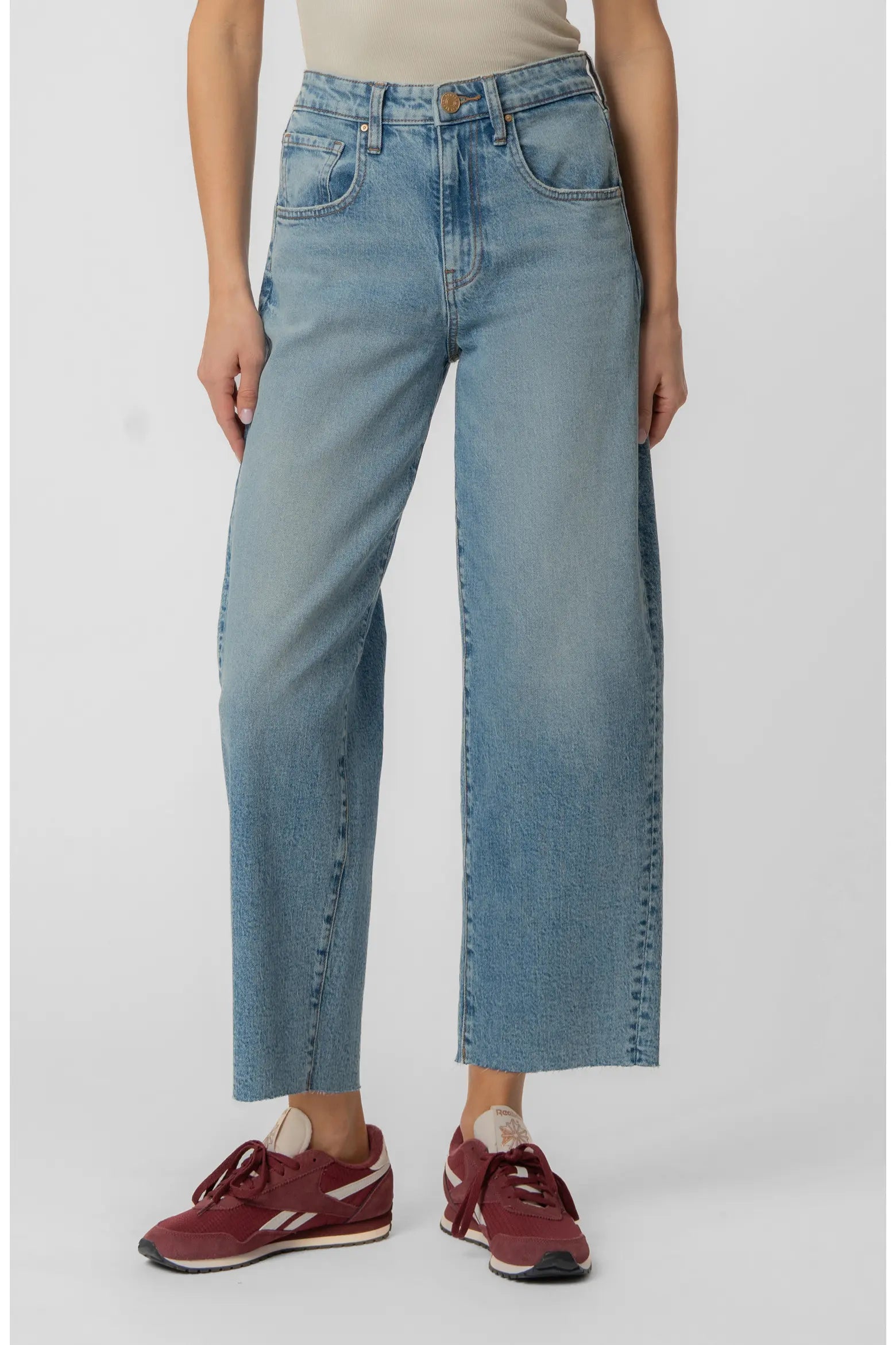 Gwen High Rise Wide Leg Slouchy Raw Hem - Answering