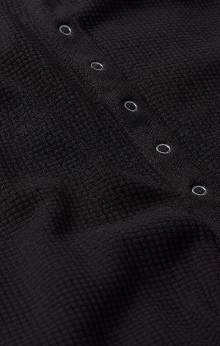 Albany Waffle Button Top - Black