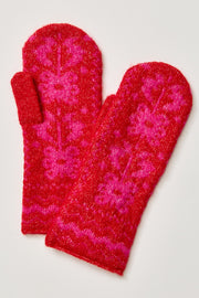 Folk Mitten - Pink x Red Combo