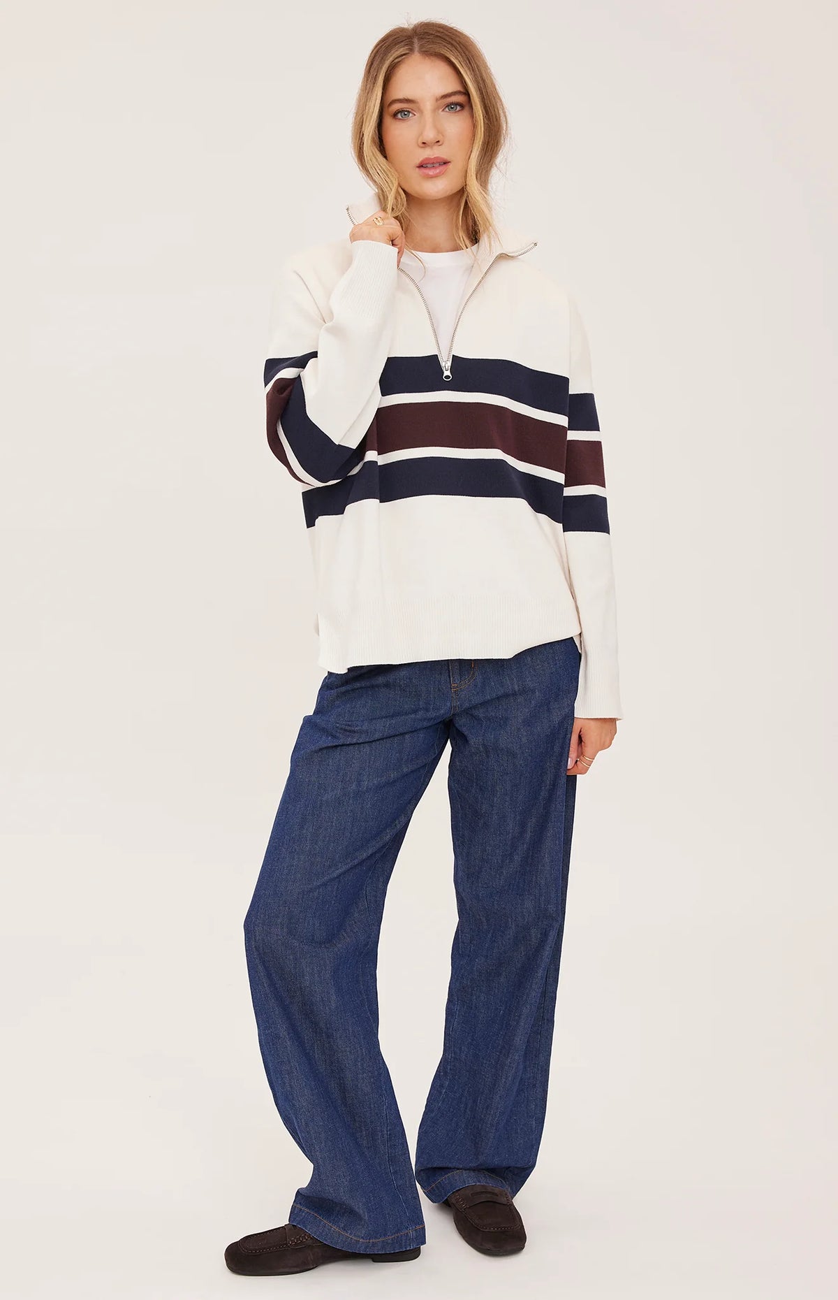 Idris Striped Sweater - Cream