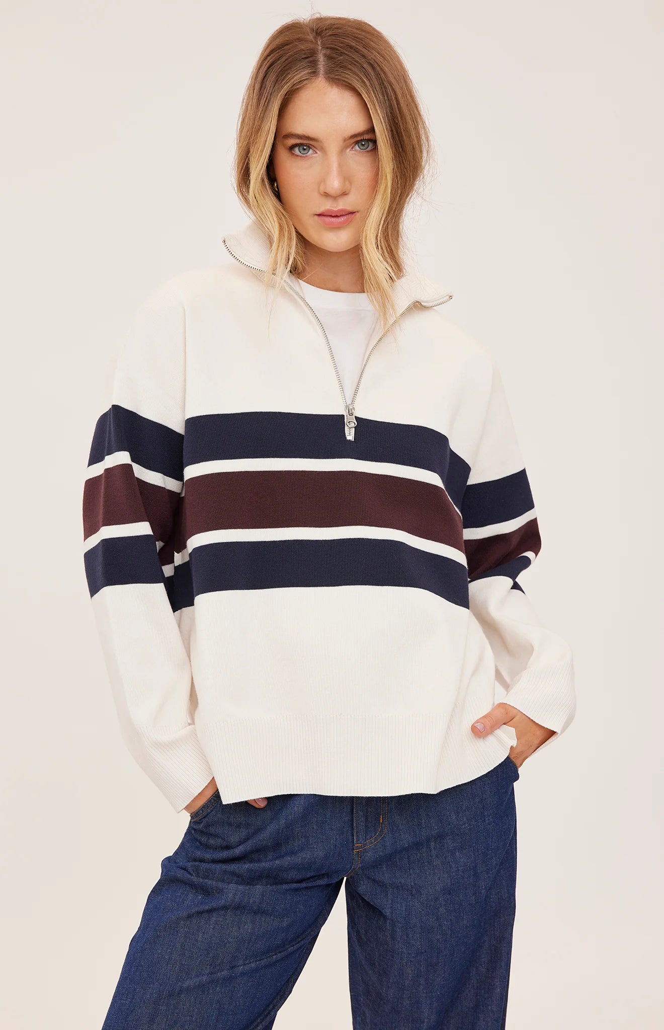 Idris Striped Sweater - Cream