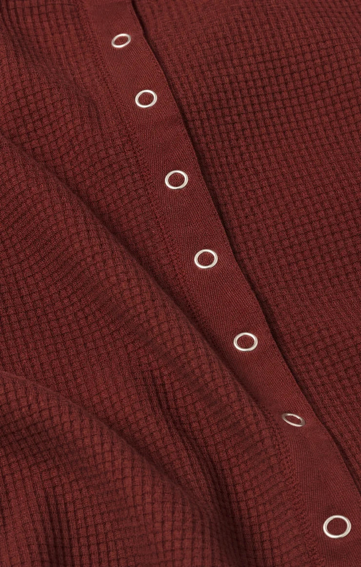 Albany Waffle Button Top - Velvet Rouge