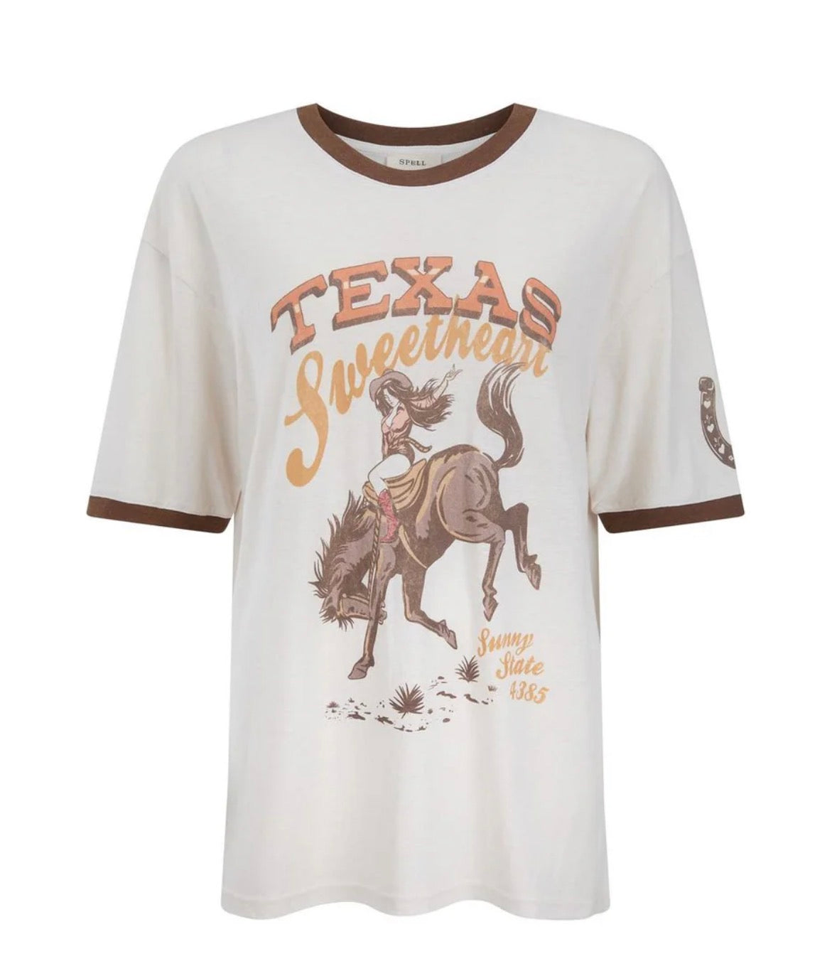 Texas Sweetheart Oversized Biker Tee - Vintage Cream