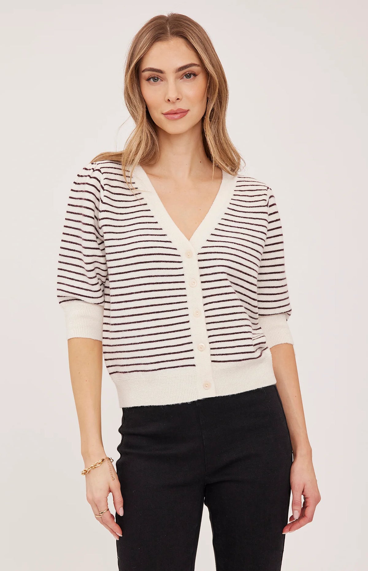 Hildi Knit Top - Fig Stripe