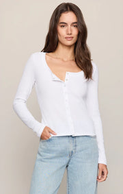 Albany Waffle Button Top - White