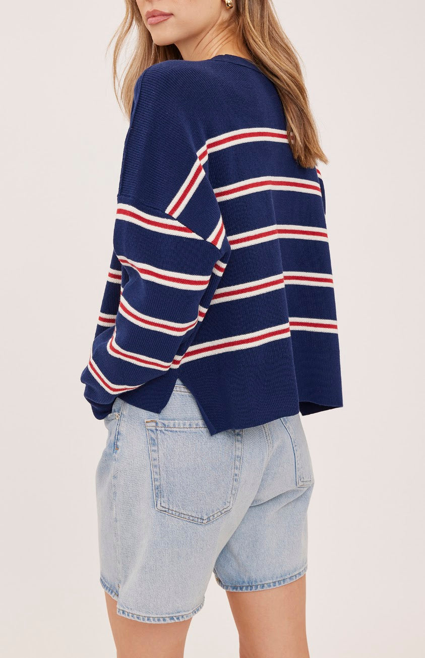 Echo Pullover Sweater - Navy Stripe