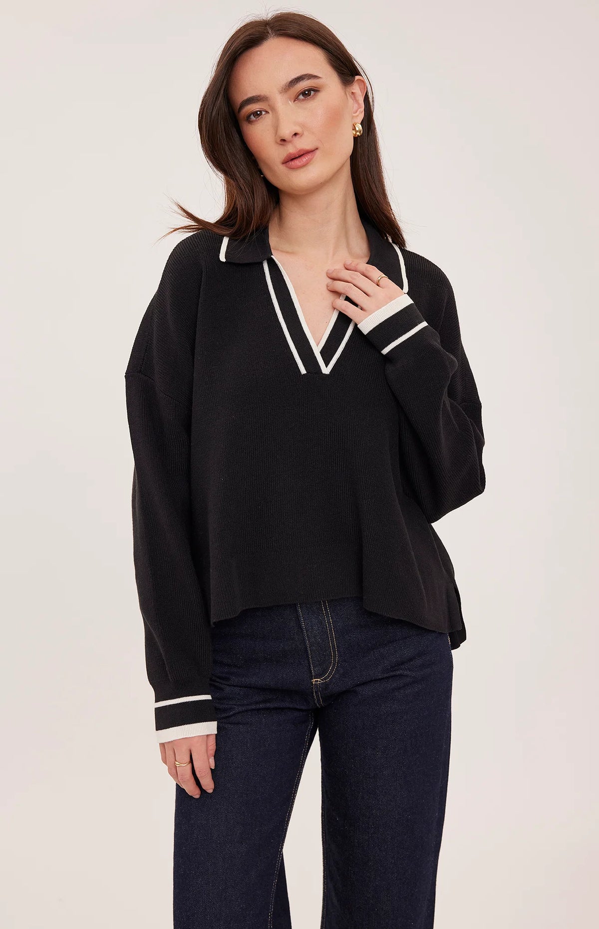 Tristan V-Neck Sweater - Black