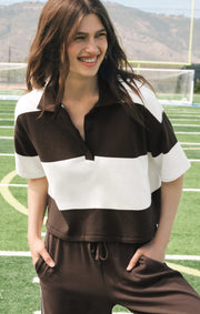 Mariner Polo Top - Dark Chocolate
