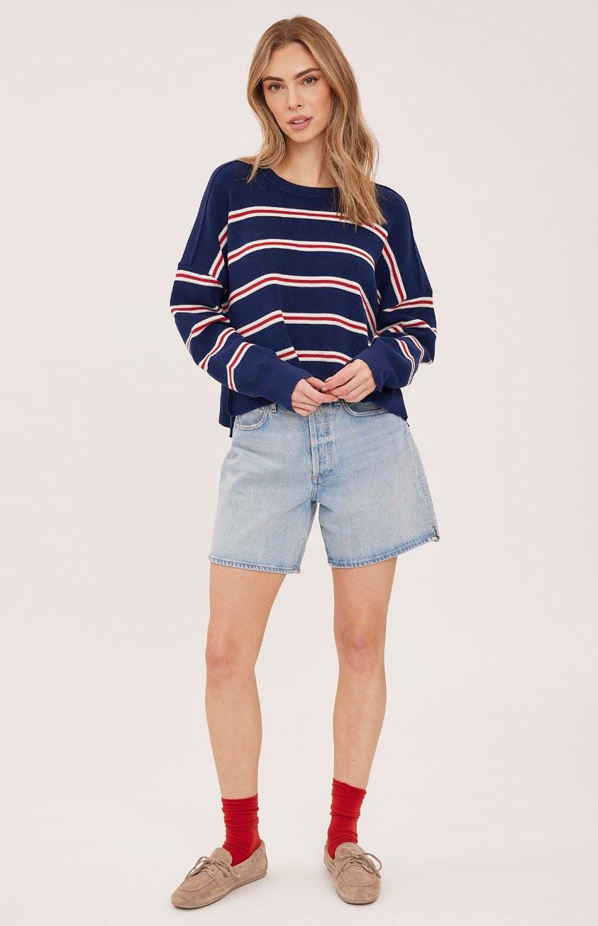Echo Pullover Sweater - Navy Stripe