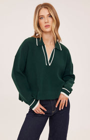 Tristan V-Neck Sweater - Evergreen