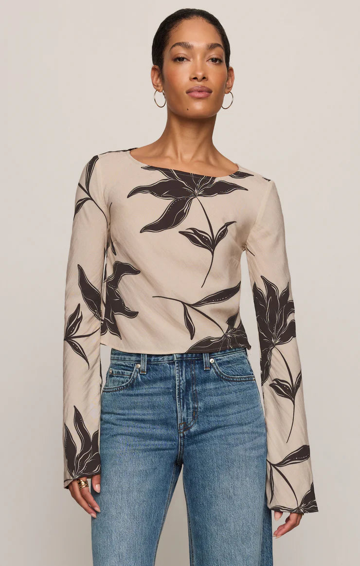 Nia Clem Floral Top - Soft Ecru
