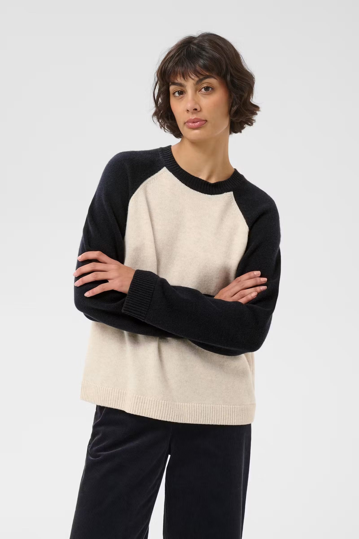 Cleo Pullover - Oatmeal & Navy Combo