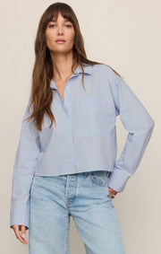 Favourite Button Up Top - Hamptons Blue