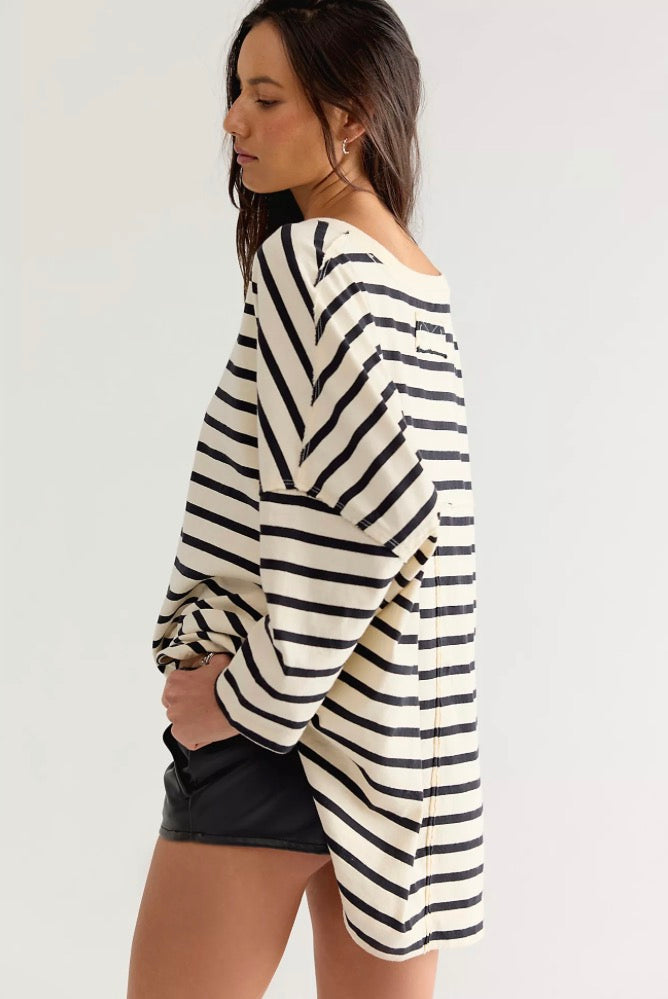 WTF Two Sense Long Sleeve Top - Ivory Combo