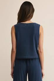 Solace Jersey Denim Top- Indigo Blue