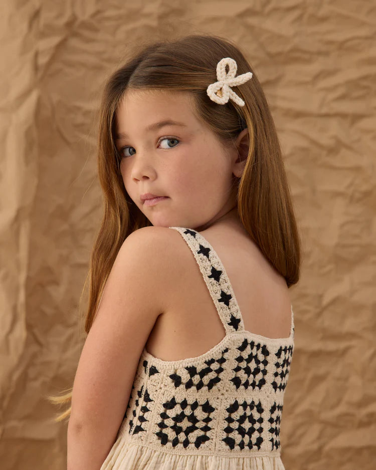 Crochet Bow Clips - Ivory