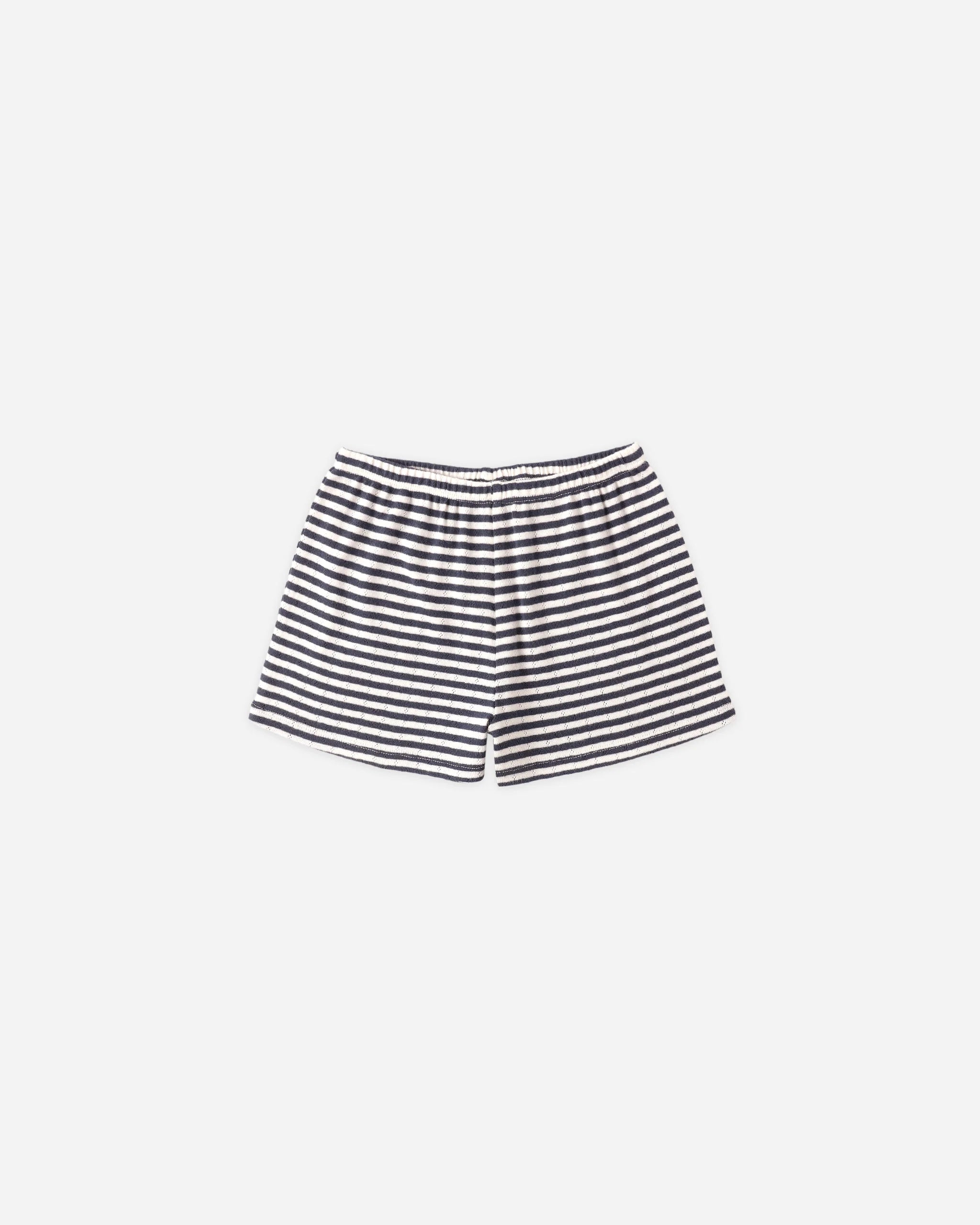 Pointelle Shorts - Navy Stripe