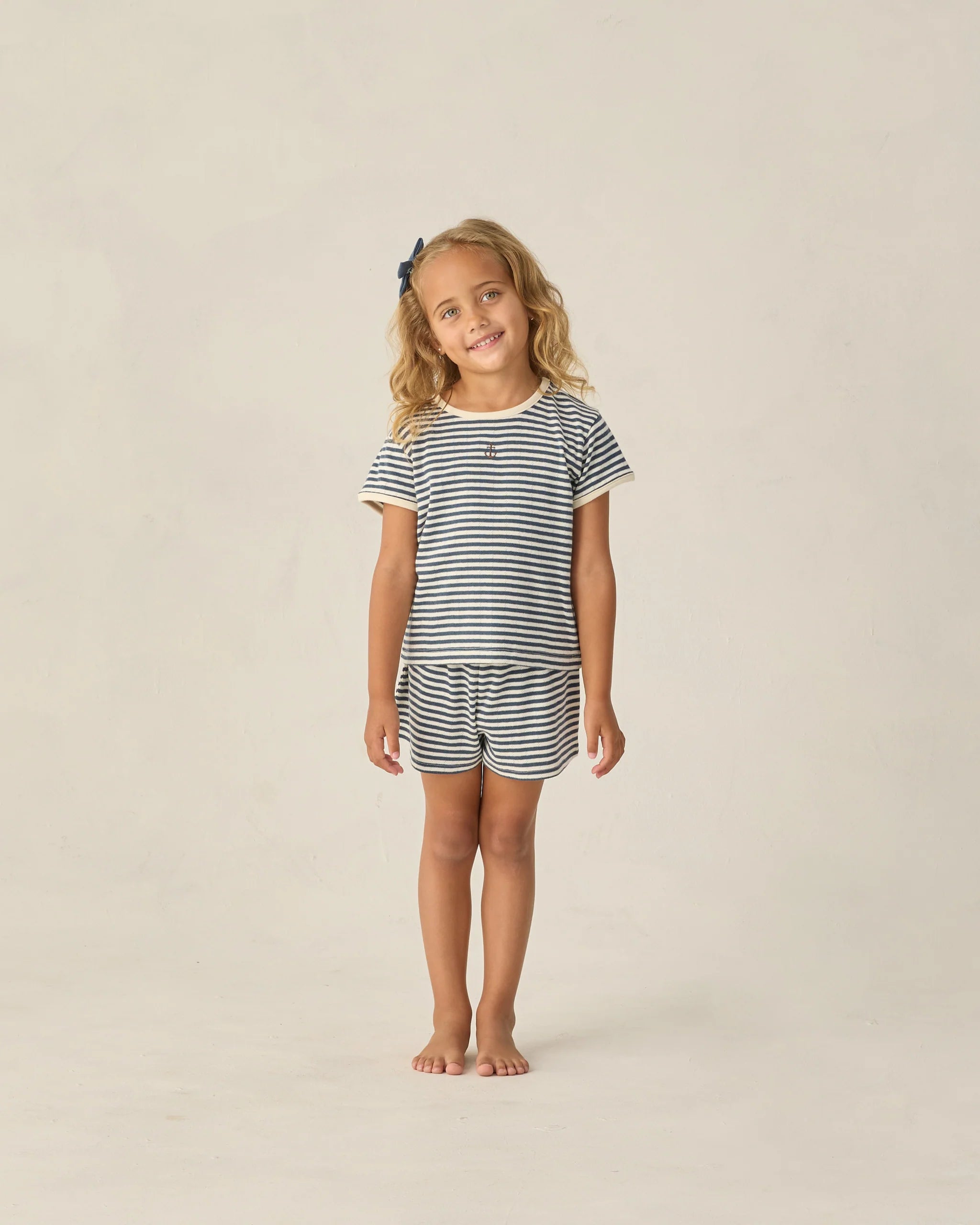 Pointelle Shorts - Navy Stripe
