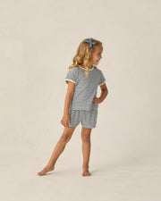 Pointelle Shorts - Navy Stripe