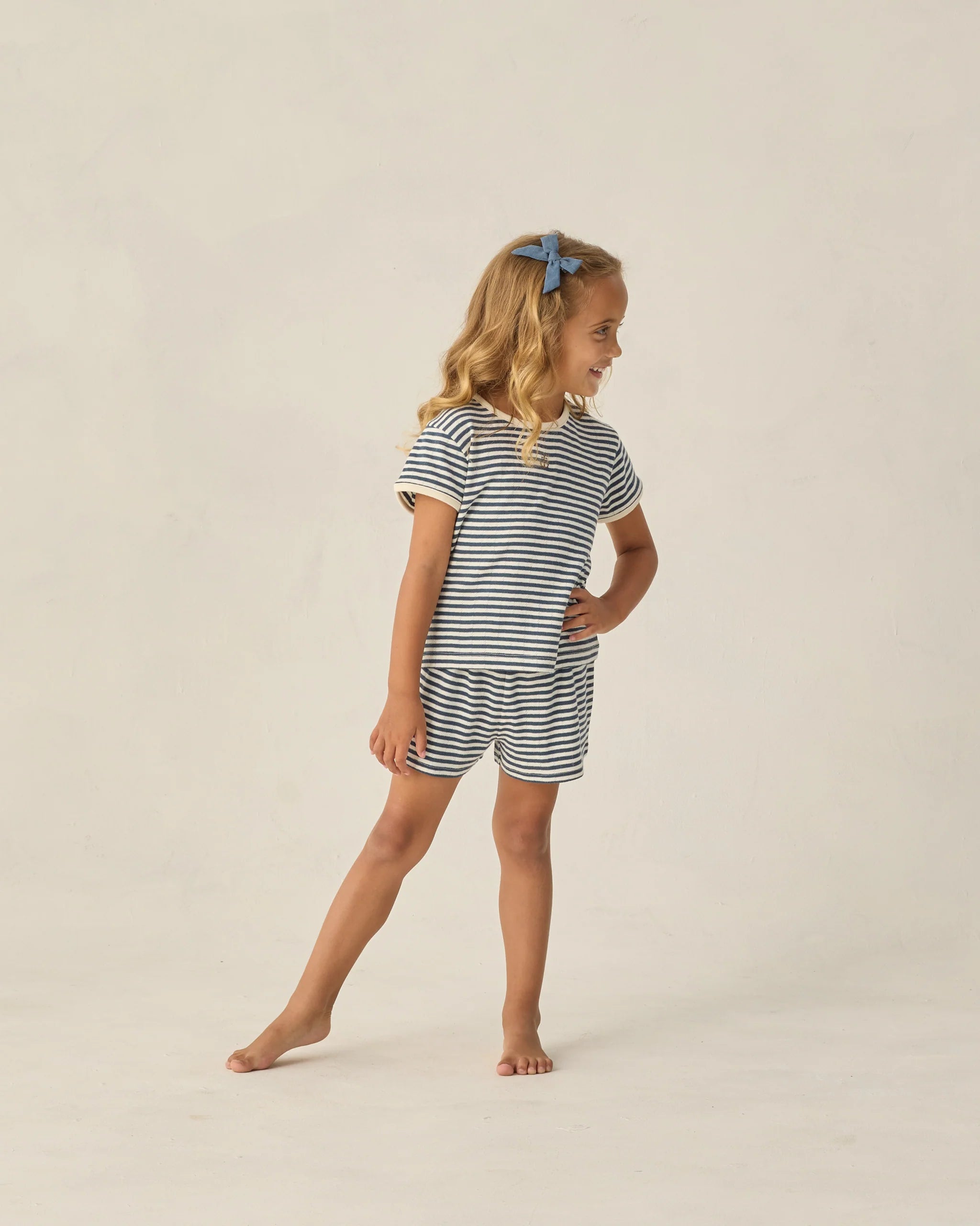 Pointelle Shorts - Navy Stripe