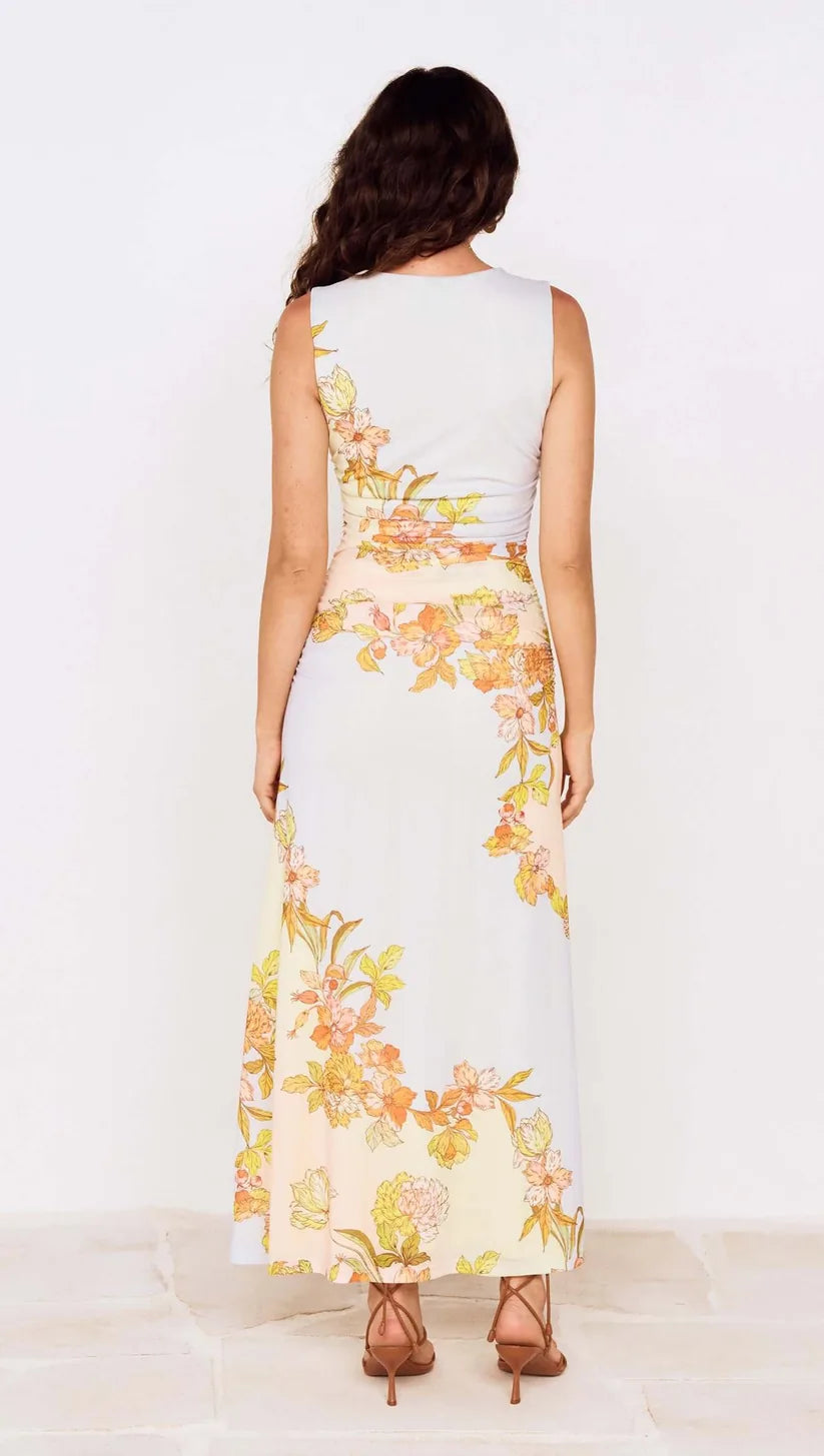 Fiore Mesh Midi Dress - Pastel Floral