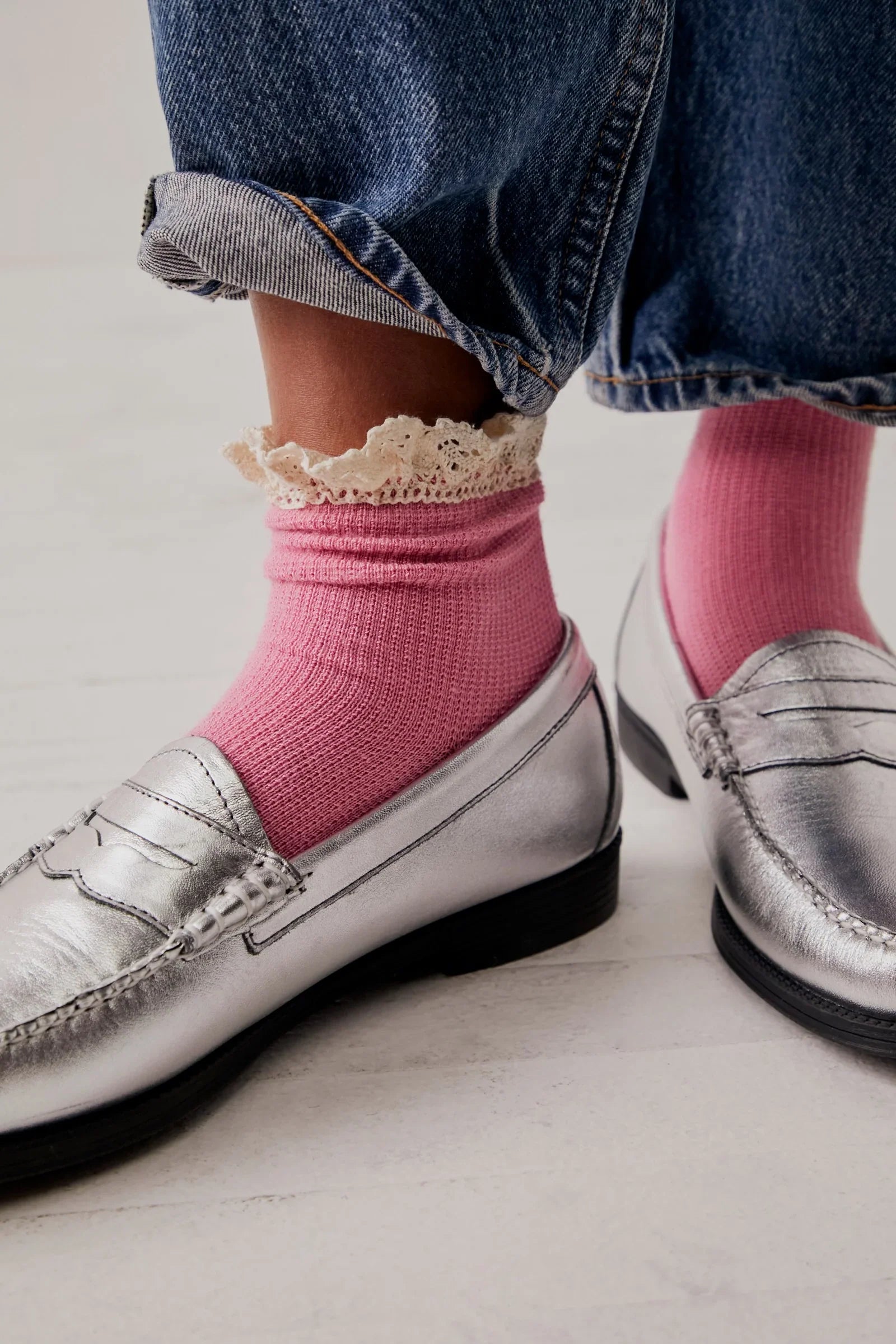 Beloved Waffle Knit Sock - Bubblegum
