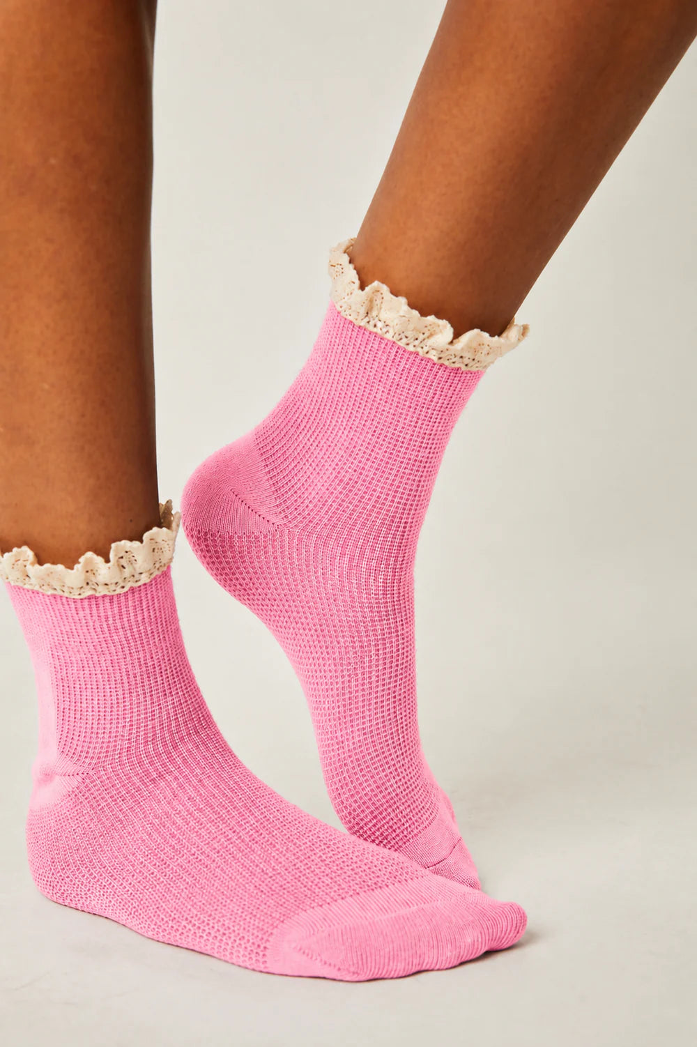 Beloved Waffle Knit Sock - Bubblegum