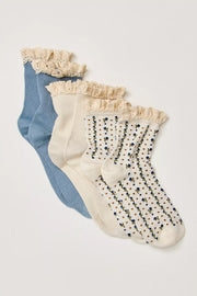 Ruffle Sock Pack - Turquoise