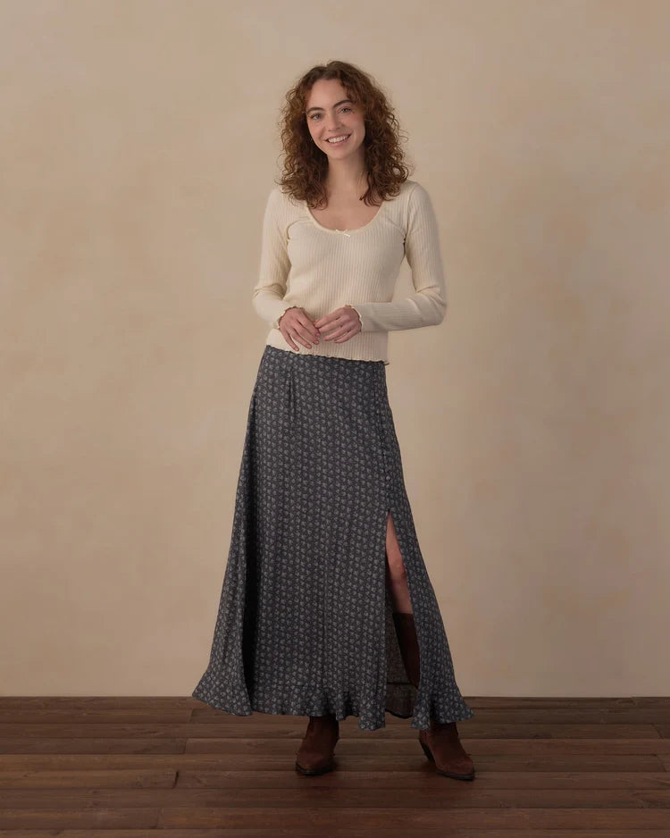 Button Slit Skirt - Heart Ditsy