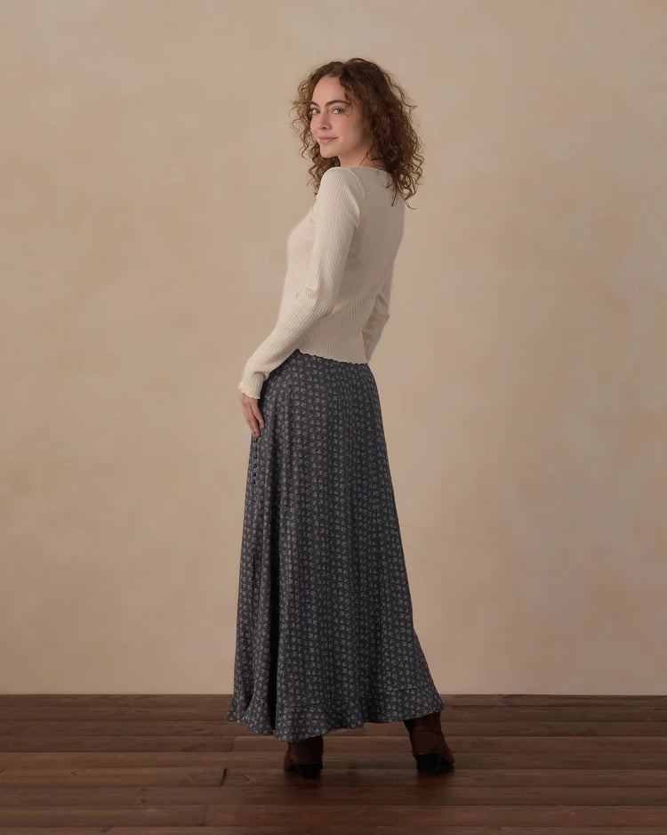 Button Slit Skirt - Heart Ditsy
