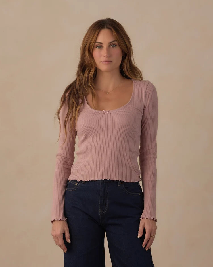Ribbed Long Sleeve - Rosewood