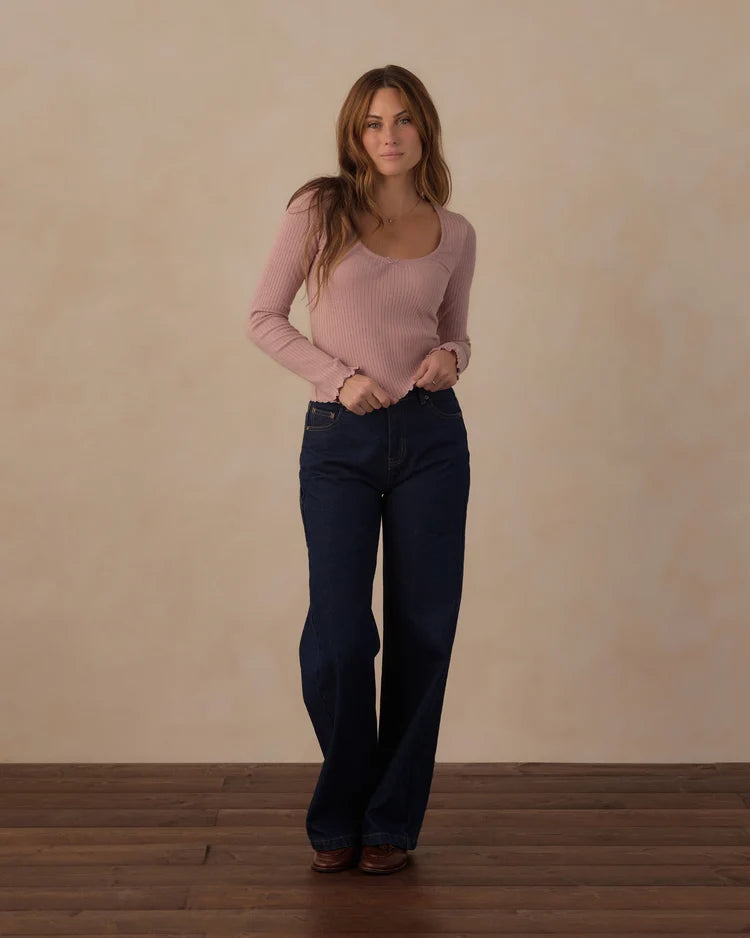 Ribbed Long Sleeve - Rosewood