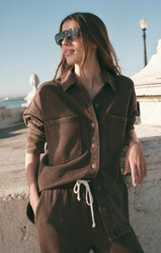 All Day Denim Knit Jacket - Dark Chocolate