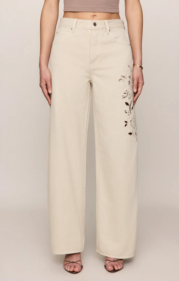 Show Off High Rise Bowed Denim - Soapstone